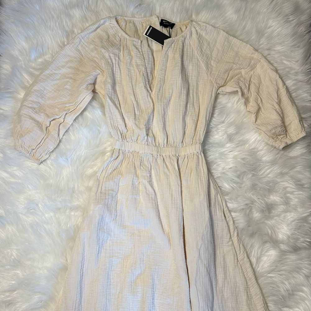 NWT Monrow Long-Sleeve Gauze Open-Back Midi Dress - Picture 5 of 10